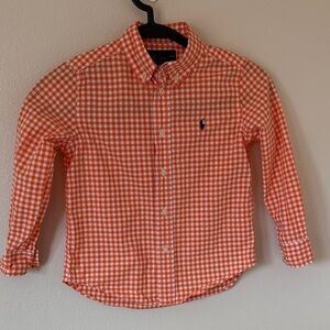 Polo by Ralph Lauren Kids Orange Checkered Gingham Button Down Shirt